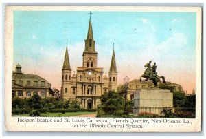 1926 Jackson Statue St. Louis Cathedral French Quartier New Orleans LA Postcard