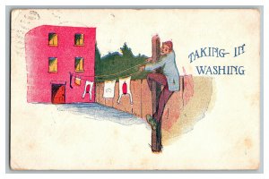 Postcard Taking In Washing Vintage Standard View Card