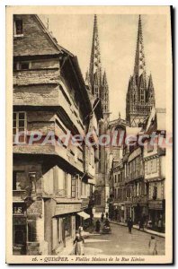 Old Postcard Quimper Old houses in the street Kereon