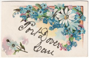 Floral Greetings From Port Dover Ontario Canada, Antique Glitter Postcard