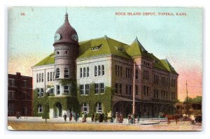 Rock Island Depot Topeka Kansas c1910 Postcard