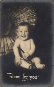 Rochester Photo Press NY Baby with Umbrella No. 31 c1910 Real Photo Postcard