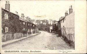 Charlestown Blackley Manchester Village Road Scene c1900-20s Vintage Postcard