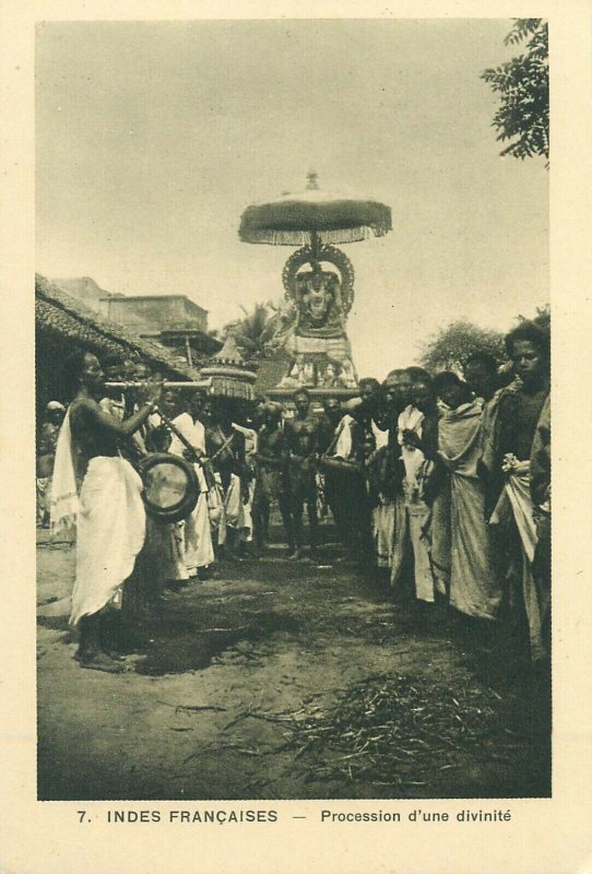 French Indies Cultures & Ethnicities procession of a divinity postcard 