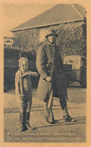 Military uniform soldier boy patriotic postcard Netherlands