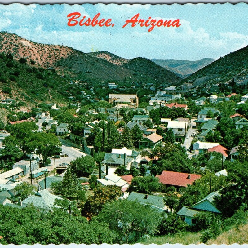 c1970s Bisbee, AZ Birds Eye Downtown Skyline Mining Town 4x6 PC Photo Parrish M1