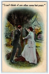 Bamforth Postcard Couple Romance Tree Carving Thompson Iowa IA c1910's Antique