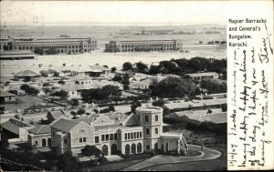 Karachi Pakistan Birdseye View USED SEA POST OFFICE CANCEL 1907 Postcard #2