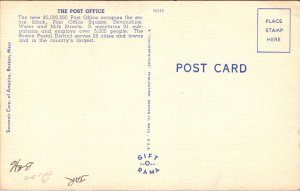 US Post Office Boston Massachusetts MA Linen Postcard VTG UNP Vintage Unused  