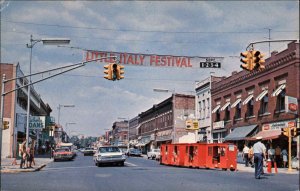 Clinton Indiana IN Main St. Little Italy Festival 1950s-60s  Postcard