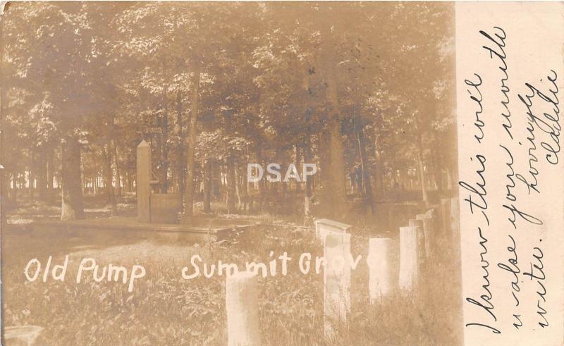 C52/ New Freedom Pennsylvania Pa Real Photo RPPC Postcard 1906 Summit Grove Pump