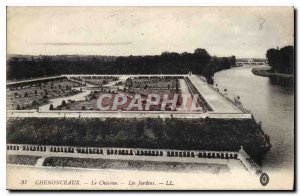 Old Postcard Chenonceaux Chateau Gardens