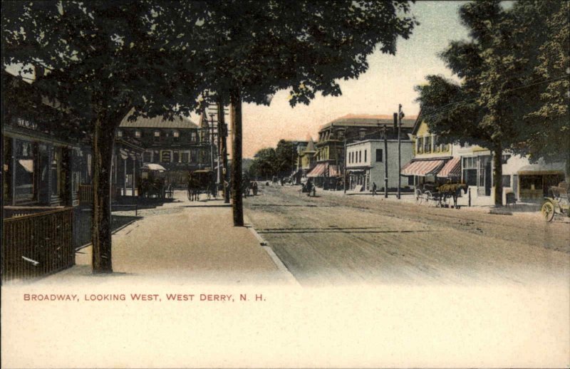 WEST DERRY NH Broadway Looking West c1910 Postcard