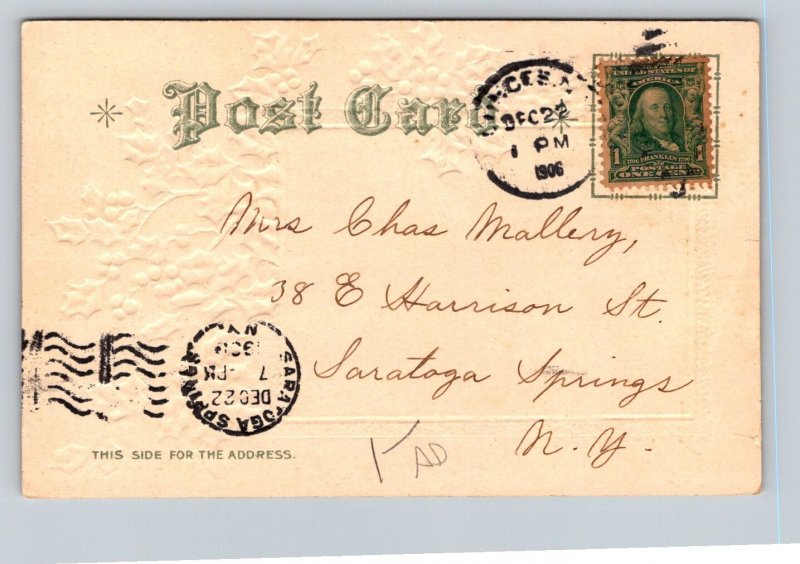 1906  Christmas Greetings   Postcard