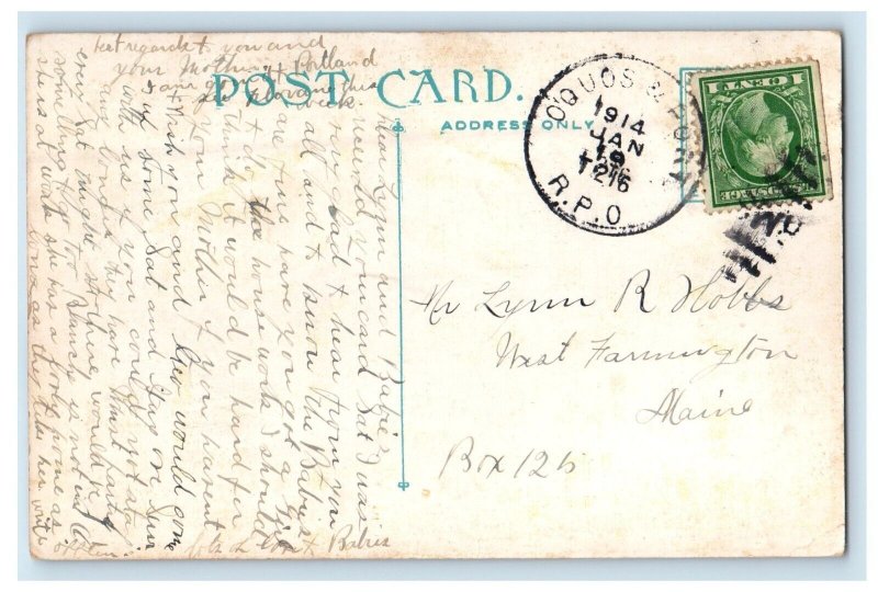 1914 Valentine School Building Bangor Maine ME Posted Antique RPO Postcard