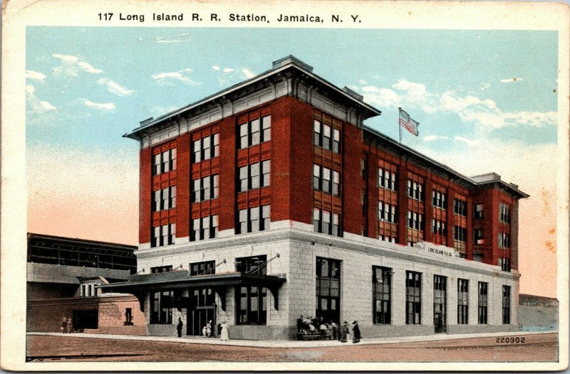 Vtg 1920s Long Island Railroad Station Jamaica New York NY Postcard