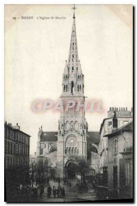 Postcard Old church St Martin Brest
