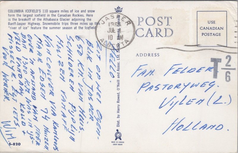 Canada Banff Columbia Icefields 110 Vintage Postcard C345