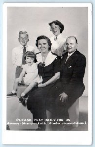 MISSIONARY FAMILY Please Pray JAMES STEWART & RUTH Children c1940s  Postcard