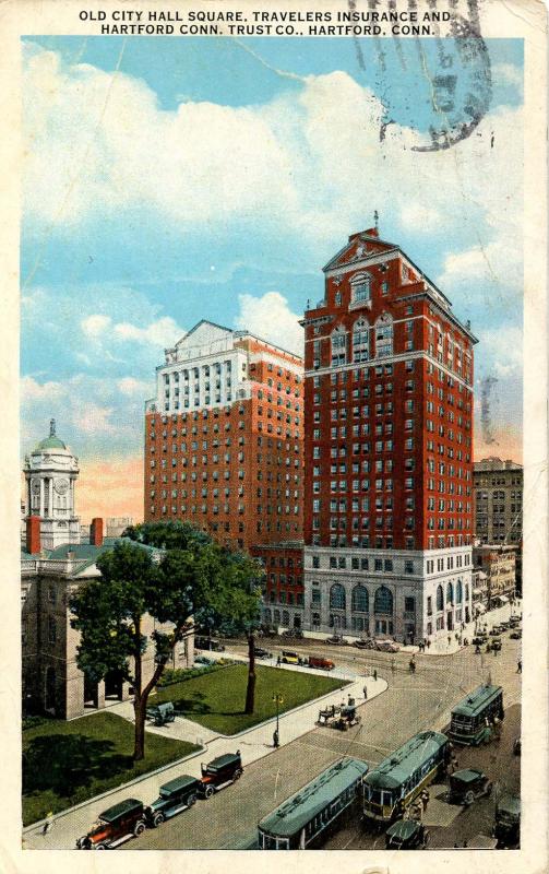 CT - Hartford. Old City Hall Square, Travelers, Hartford Connecticut Trust