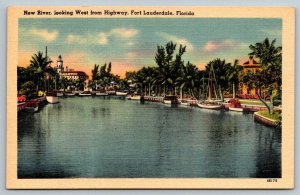 Vintage Florida Postcard - New River   Fort Lauderdale