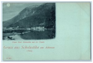 c1905 Grand Hotel Greetings from Scholastika am Achensee Tyrol Austria Postcard