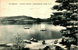 The Beach Loomis Estate Boats Adirondack New York NY UNP Artvue Postcard