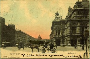 Opera Ring Horse Carriage Wien Vienna Austria Postcard 1908