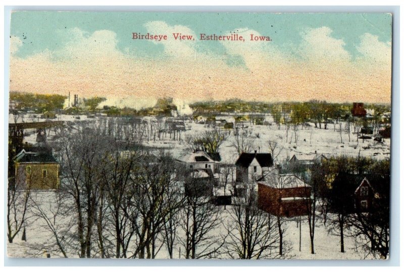 c1910 Birdseye View Exterior Building Estherville Iowa Vintage Antique Postcard