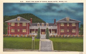 Vintage Postcard Night Time Daniel Boone Hotel NC