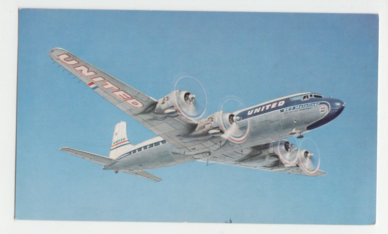 P2572 vintage postcard united airlines dc-7 mainliner