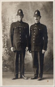 Canadian Police Officers Constables Russell Studio Winnipeg RPPC Postcard H18