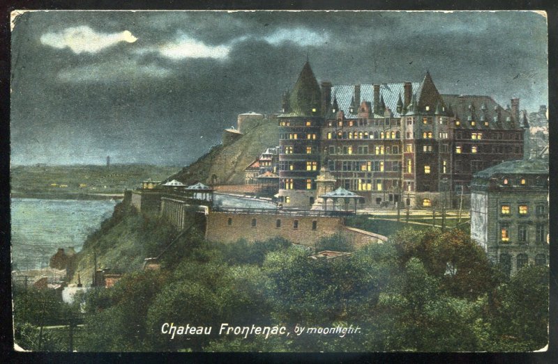 h988 - QUEBEC CITY Postcard 1910 Chateau Frontenac in Moonlight by Stedman