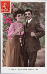 Beautiful Glamour Couple Love & Romance Kissing Vintage RPPC C164