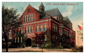 Postcard SCHOOL SCENE Waukegan Illinois IL AP6709