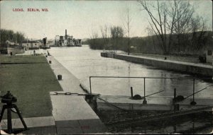 Berlin Wis WI Locks Water View c1910 Vintage Postcard