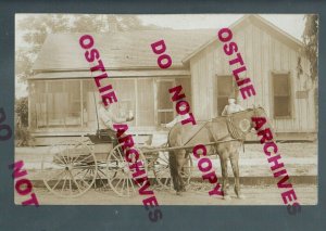 RPPC c1910 MILK DELIVERY WAGON Bottles MILKMAN Dairy Creamery 1 Bottle CUSTOMERS