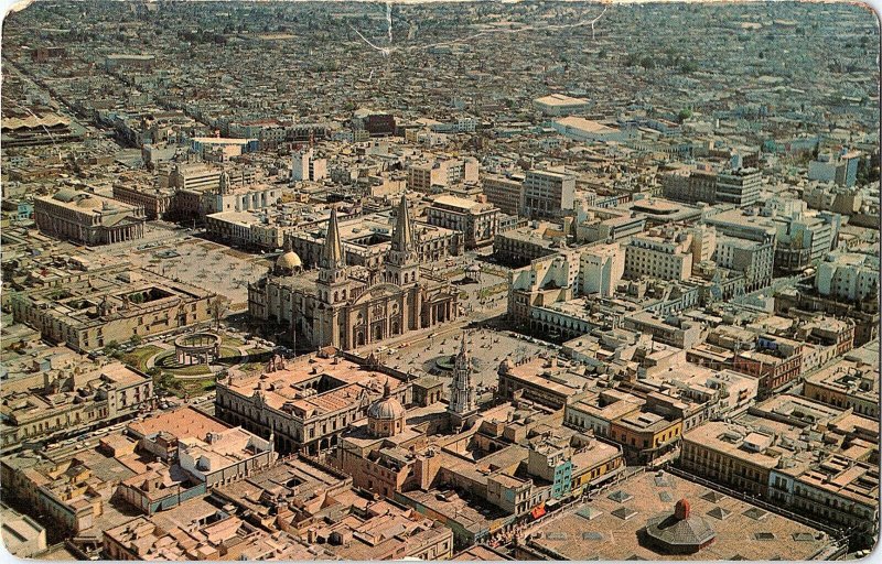 Air View Center City Guadalajara, Jal., Mexico Oversize GIANT Vintage Postcard