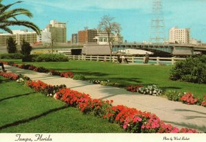 Vintage Postcard Skyline West Bank Hillsborough River Bet. Bridges Tampa Florida