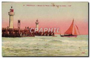 Postcard Old Lighthouse Trouville boat fishing piers falling within the fishi...