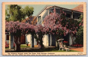Palm Springs California~Hotel Oasis~Wisteria Pergola Flowers~Linen 1947 Postcard