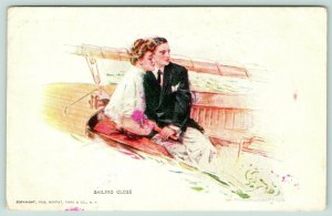 Howard Chandler Christy~Sailing Close~Lovely Lady~Elegant Gent in Sail Boat~1908