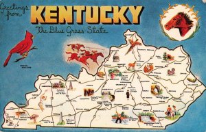Kentucky Map Postcard A78