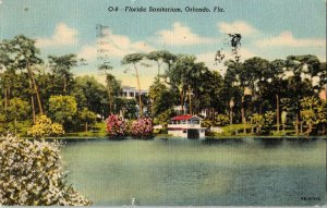 Florida Sanitarium Orlando Florida Vintage Linen Postcard WOB Note Cancel 2c Vtg