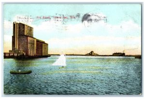 1908 Fox River Sail Boat Building Green Bay Wisconsin Antique Vintage Postcard