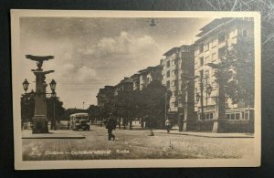 Mint Vintage Street Scene with Bus Sofia Bulgaria Real Picture Postcard RPPC