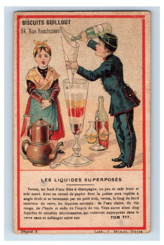 1880s French Biscuits Guillout Chocolat Science Liquids Game Trick F158
