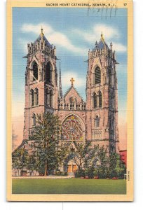Newark New Jersey NJ Postcard 1943 Sacred Heart Cathedral Front View