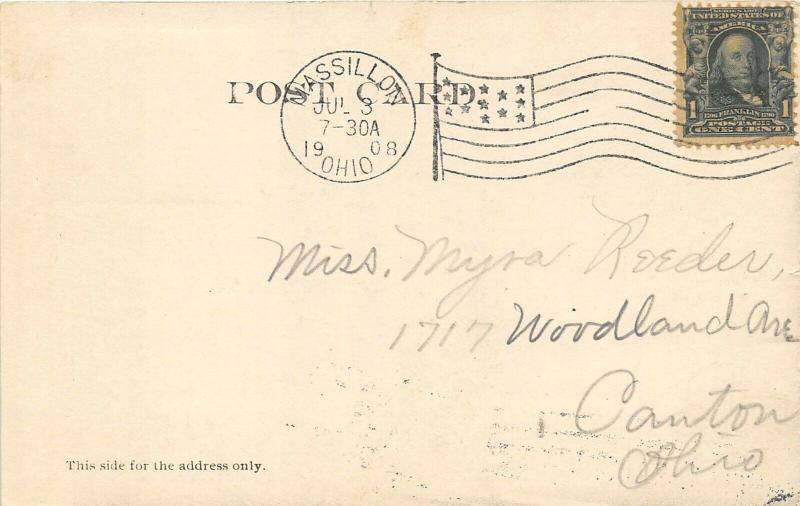 Massillon Ohio 1908 Postcard Presbyterian Church 