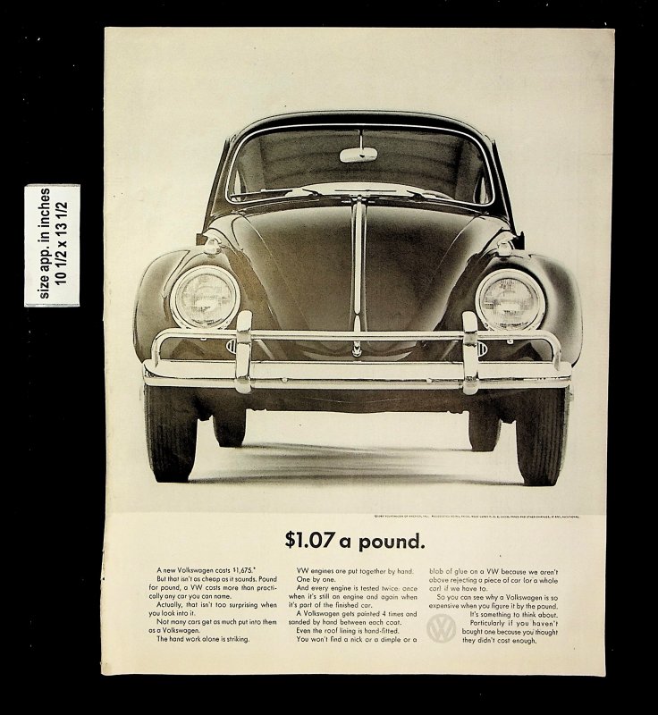 1963 1.07 a Pound Volkswagen Vintage Print Ad 21038